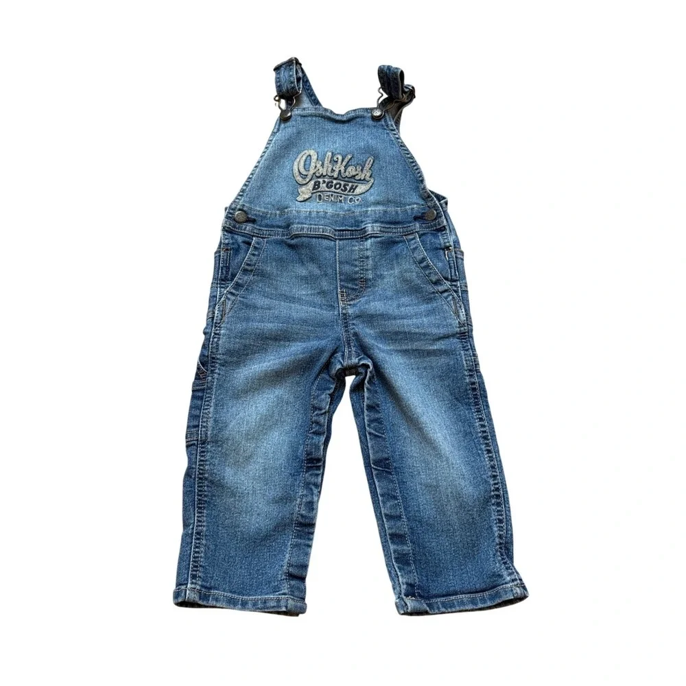 OshKosh B'Gosh Denim Overalls Kids Blue Excellent Embroidered Logo SIZE‎ 18M